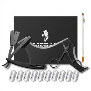 beard shaping tool,5 piece set beard shaper -include Professional Straight Razor